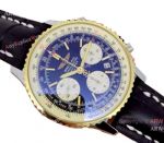 Swiss Replica Breitling navitimer Watch - Yellow Gold - Leather Strap